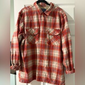 Pendleton Board Shirt Jac Red Plaid Size Large 100% Wool Like New